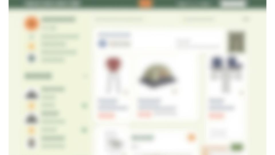 Interface showing filtering options for camping gear, with categories and price ranges.